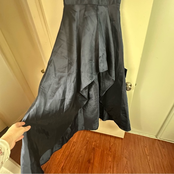 Lulus NavyBlue Broadway Show High-Low MidWeight Taffeta Construction Gown NWOT M - Picture 13 of 16